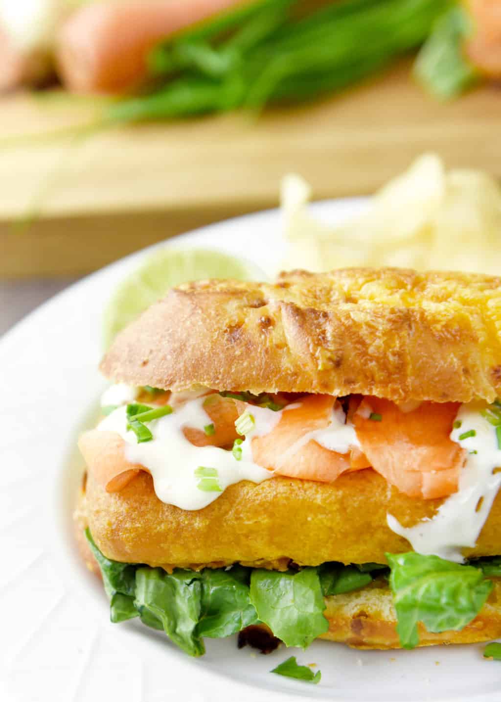 Pub-Style Beer Battered Cod Sandwich with Garlic Lime Sauce! Delicious lunch or dinner idea