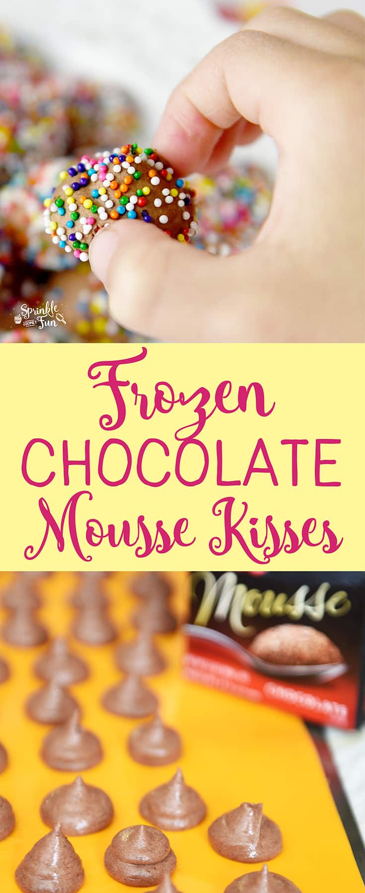 Frozen Chocolate Mousse Kisses are great to snack on. These bite sized frozen treats are so creamy, chocolatey and sweet!