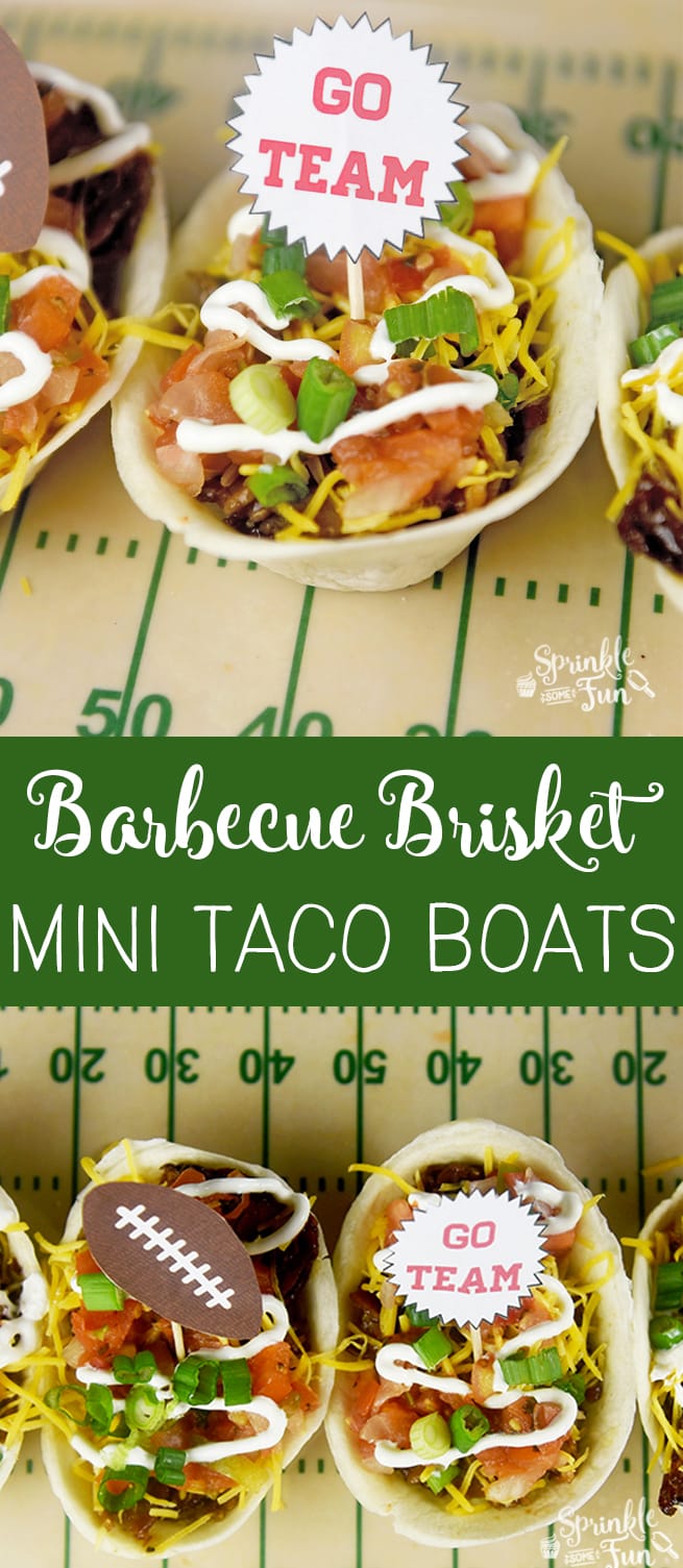 These Barbecue Brisket Mini Taco Boats are a great size for an appetizer and are loaded with flavor! They look complicated, but they are super easy to make!