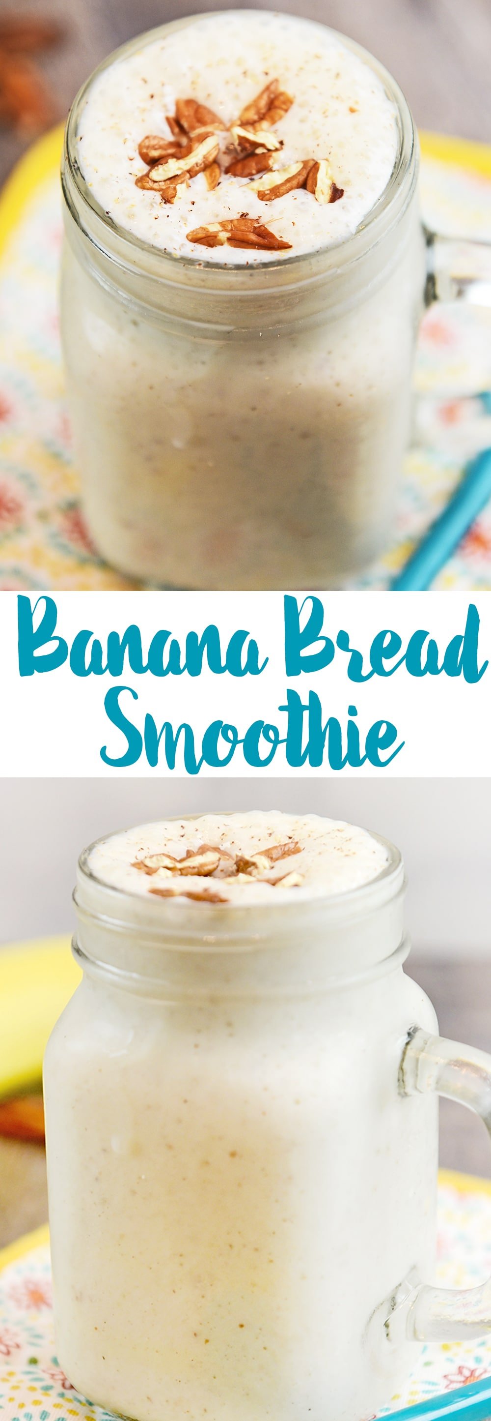 A Banana Bread Smoothie is a simple and nutritious breakfast idea. I combine yummy banana bread ingredients like bananas, cinnamon and nutmeg with milk and yogurt. Smoothies made with milk are quick, simple, nutrient-rich, protein-packed, and portable—for even the pickiest of eaters in your house.