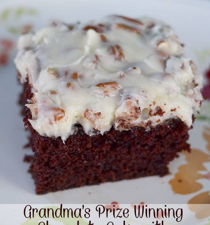 Chocolate Cake with Pecan Cream Cheese Icing ⋆ Grandma’s Prize Winning