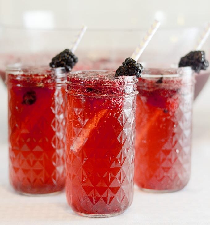 Blackberry Slush Punch and Easy Mason Jar Candle Centerpiece