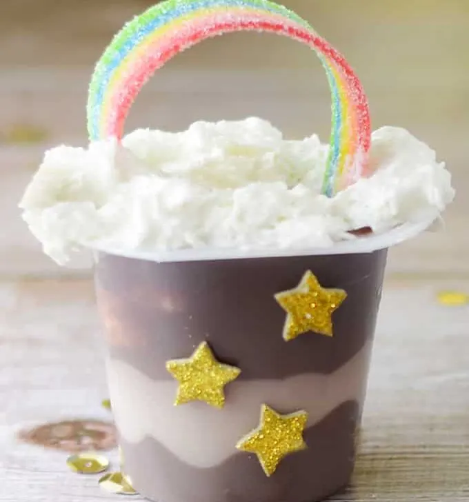 Rainbow Pudding Cups!  {Easy St. Patrick’s Day Snack}