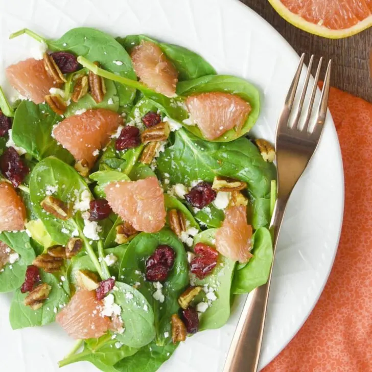 Spinach and Grapefruit Salad with Grapefruit Vinaigrette