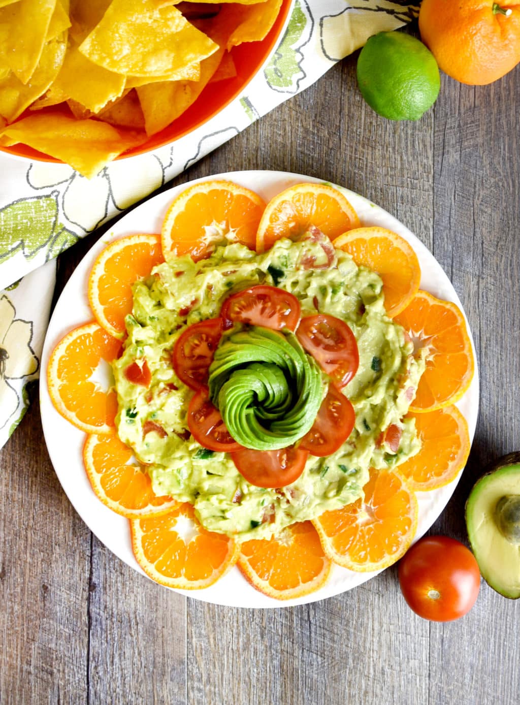 Fresh Citrus and Poblano Guacamole Platter