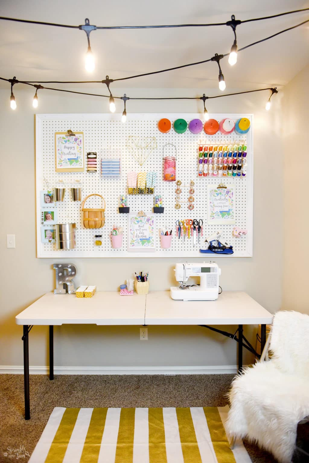 Craft Room Makeover with Café Lights • Sprinkle Some Fun