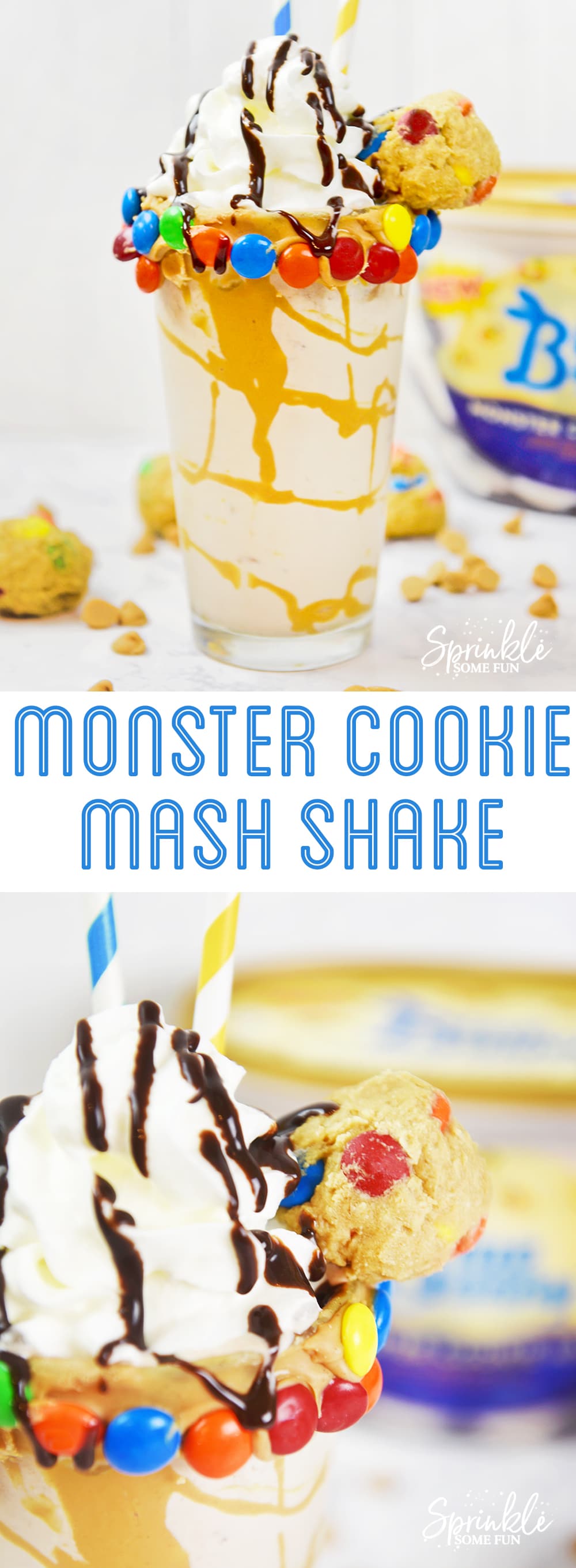 Monster Cookie Mash Shake with Monster Cookie dough is a great way to enjoy yummy monster cookies in the summer.