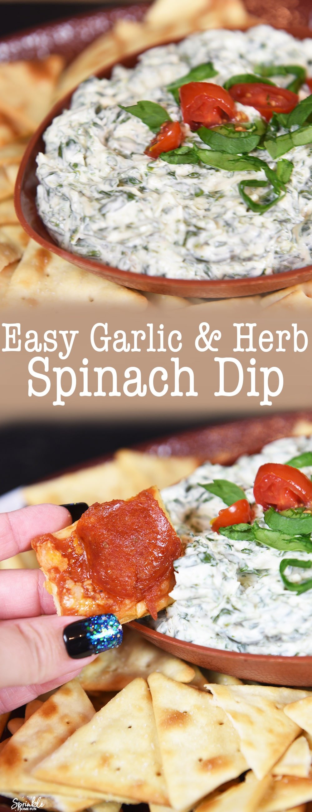 Easy Garlic & Herb Spinach Dip made in 10 minutes!