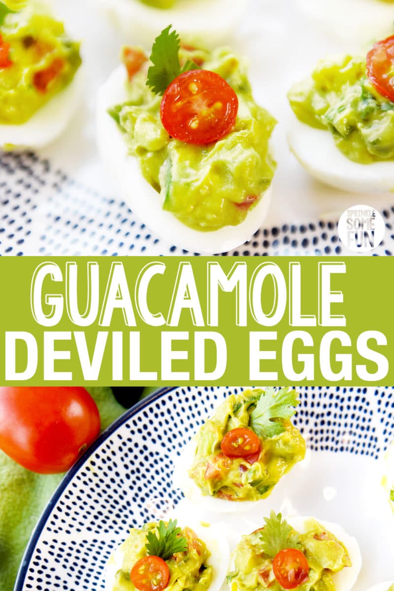 Guacamole deviled eggs are a tasty twist to traditional deviled eggs. Guacamole deviled eggs should be at the top of your list for a tasty appetizer. #Guacamole #eggs #deviledeggs #guacamoledeviledeggs #boiledeggs #hardboiled #appetizer #greeneggs #texmex #easyrecipe #healthyrecipe