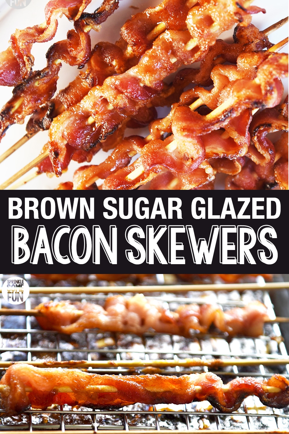 Bacon skewers are a tasty appetizer that is sure to please any bacon lover! These are a great treat to make for holiday entertaining. Bacon skewers are perfect for serving at parties or at any meal where you want bacon (which is every meal, right?). #appetizer #baconskewer #holidayappetizer #easyappetizer #bacon #sweetbacon #baconcandy #brownsugarbacon #christmasappetizer #fallappetizer #brownsugarbaconskewer #brunch #brunchrecipe #baconrecipe #recipeswithbacon #recipe