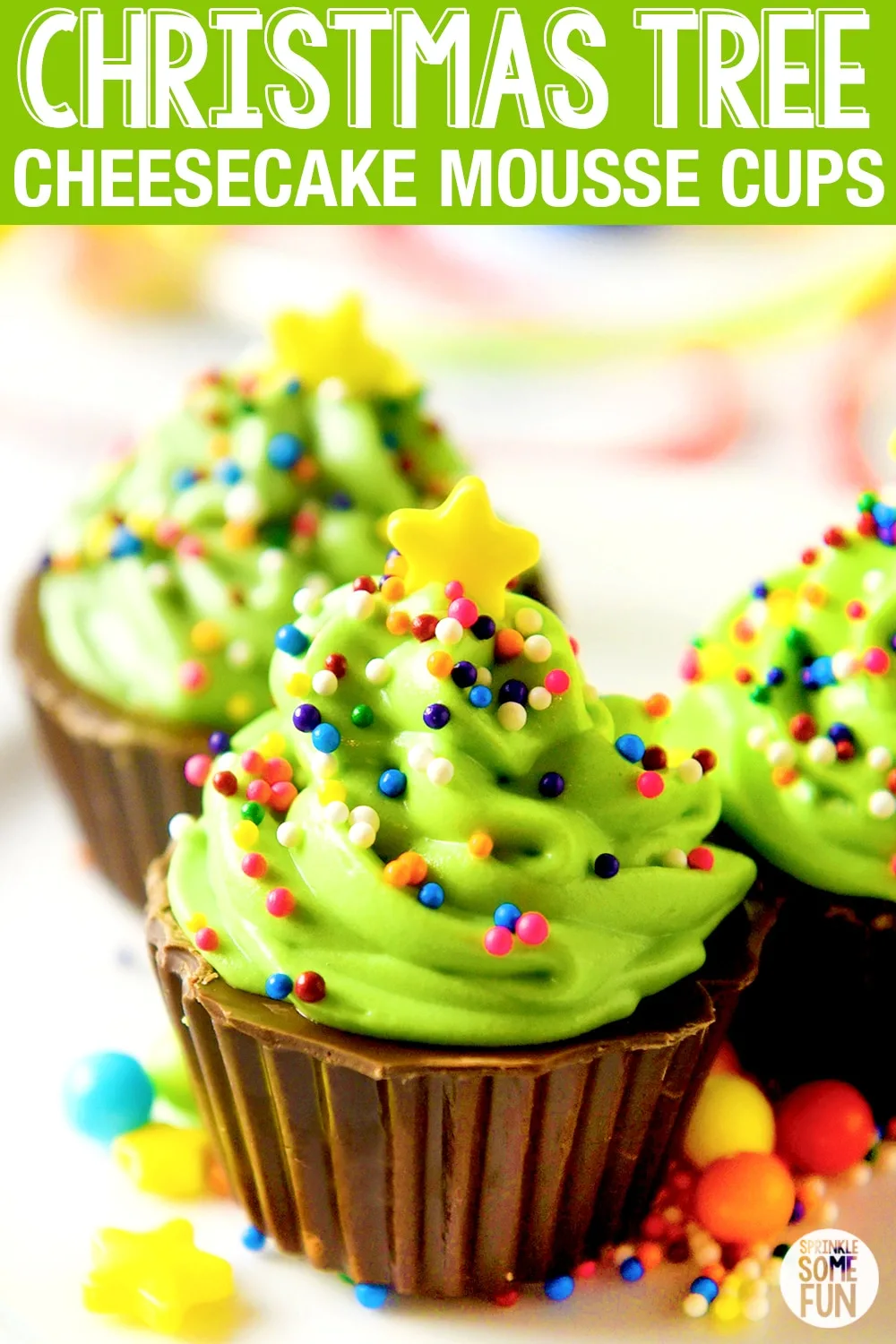 Christmas Tree Cheesecake Mousse Cups